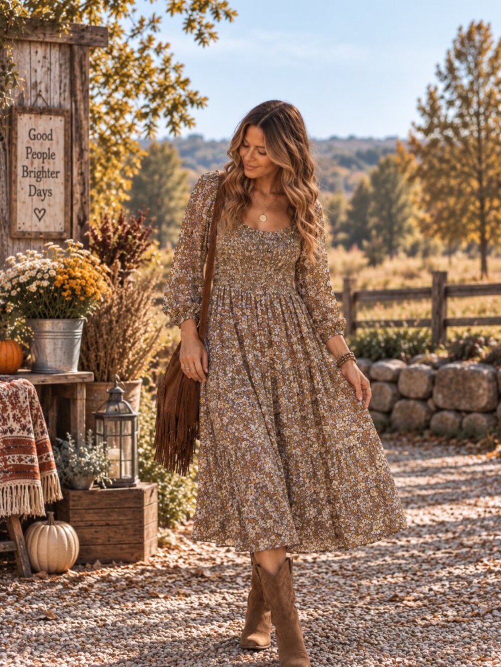 ASTR the Label Floral Smocked Midi Dress